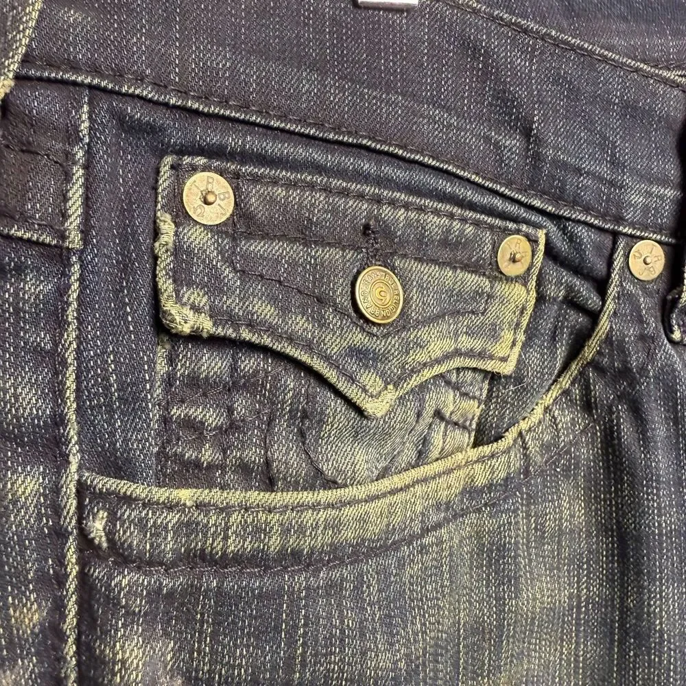 True Religion Jeans Mens 44x35 Ricky Blue Denim Made in USA Y2K *Flawed VTG